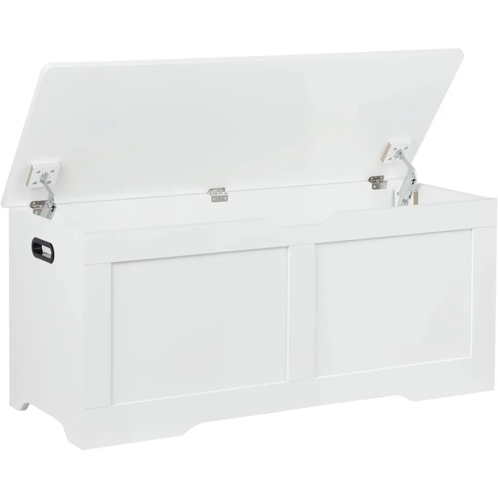 Wooden Lift Top Storage Bench with Safety Hinges for Living Room