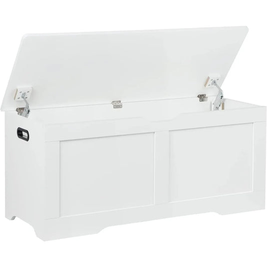 Wooden Lift Top Storage Bench with Safety Hinges for Living Room