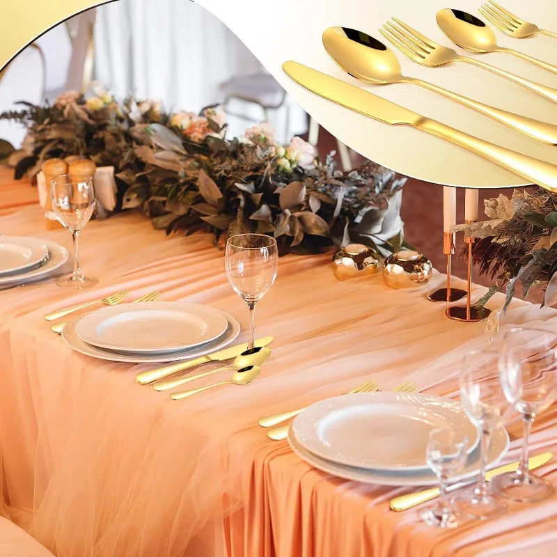 Gold Stainless Steel Flatware Set For 60 Guests Service 300Pcs