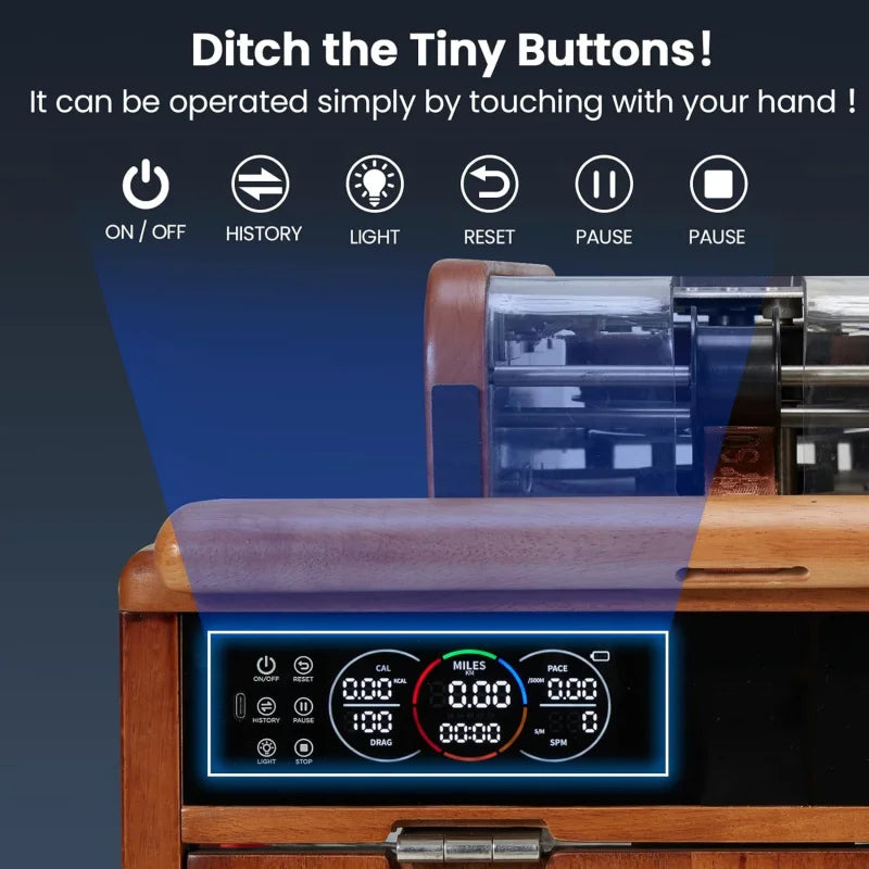 Water Rowing Machine for Home with Drawer-Style Folding Design Heavy Duty Water Fitness Oak Wood Immersive