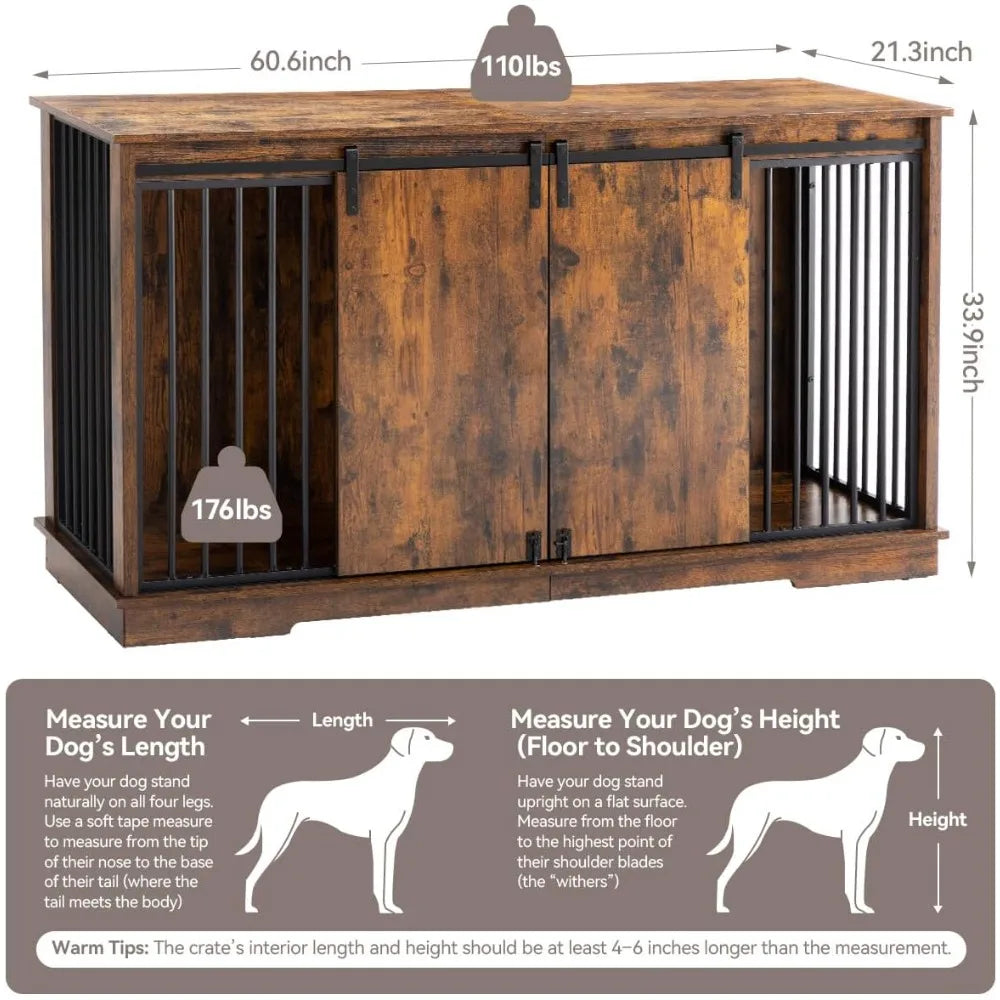 Dog Crate Furniture Kennel With Removable Divider For Medium Breeds