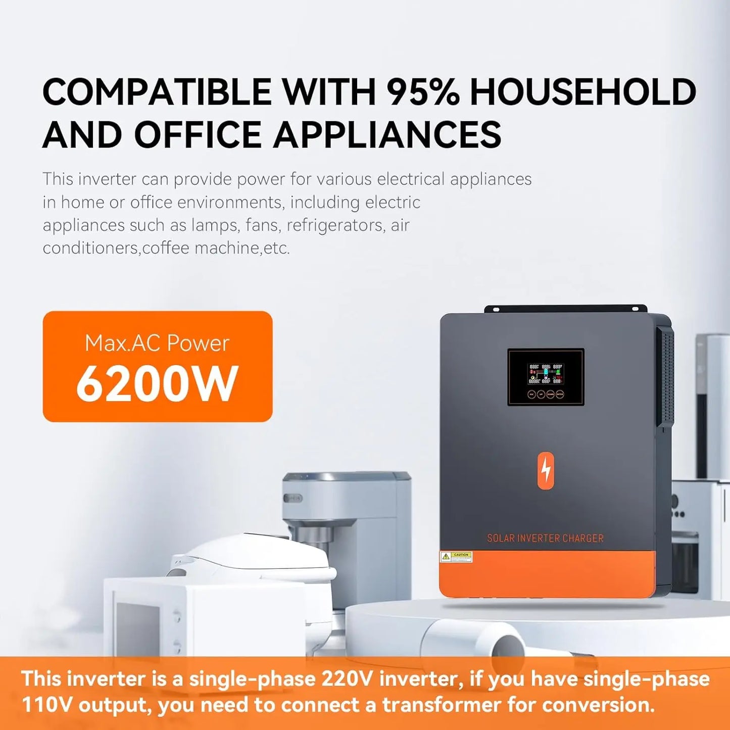 PowMr On-Grid Solar Inverter Pure Sine Wave MPPT 120A