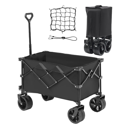 SucceBuy Collapsible Beach Wagon With AllTerrain Wheels And Drink Holder