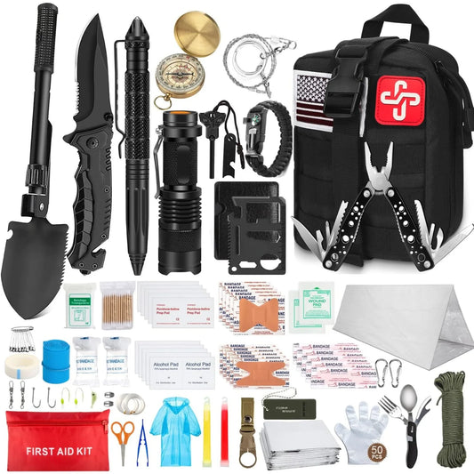 238Pcs Emergency Survival Kit With Molle Pouch And Tent