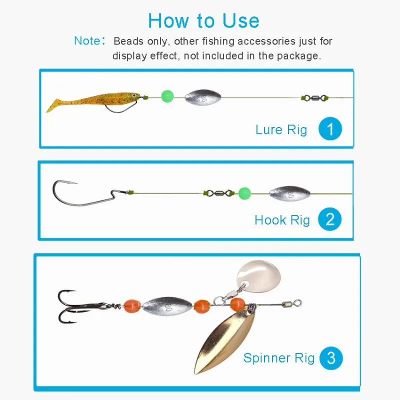 Ackibbik 1000pcs Fishing Beads Assorted Set