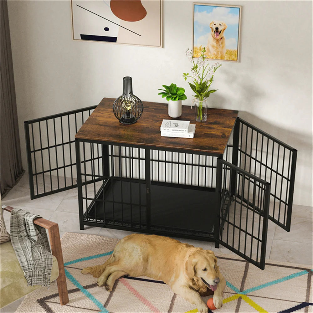 BORWARTH Elevated Wooden Dog Crate End Table Kennel