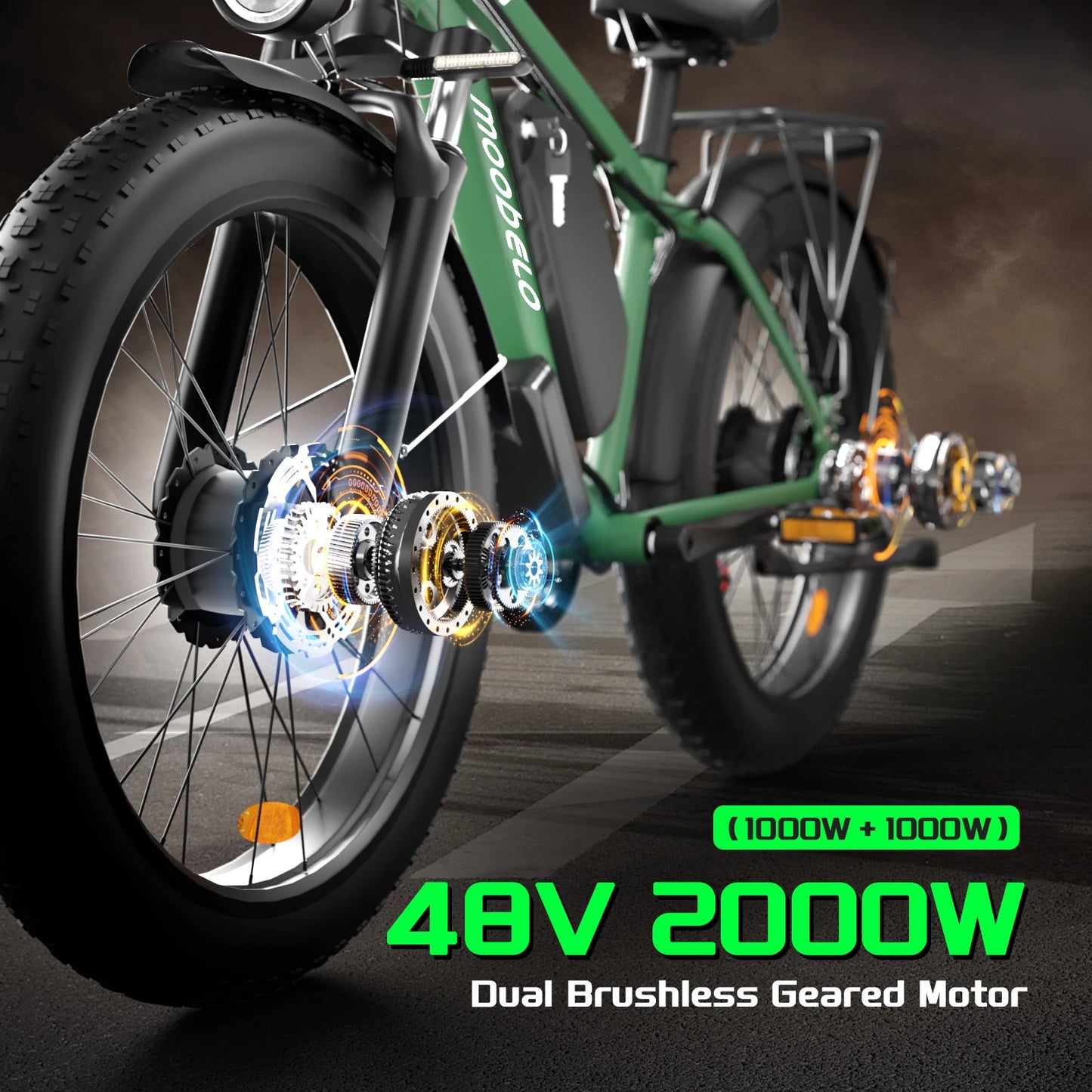 Moobelo M1 48V 22.4AH 2000W Dual Brushless Geared Motor Electric Bike Electric Bicycle Fast Charging Battery One-year warranty