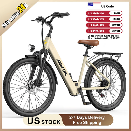 Aairsk Electric Mountain Bike Adults 40-Mile Range 23 MPH