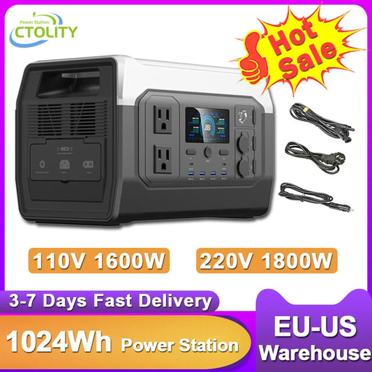 CTOLITY 1024Wh Portable Power Station LiFePO4 Pure Sine Wave