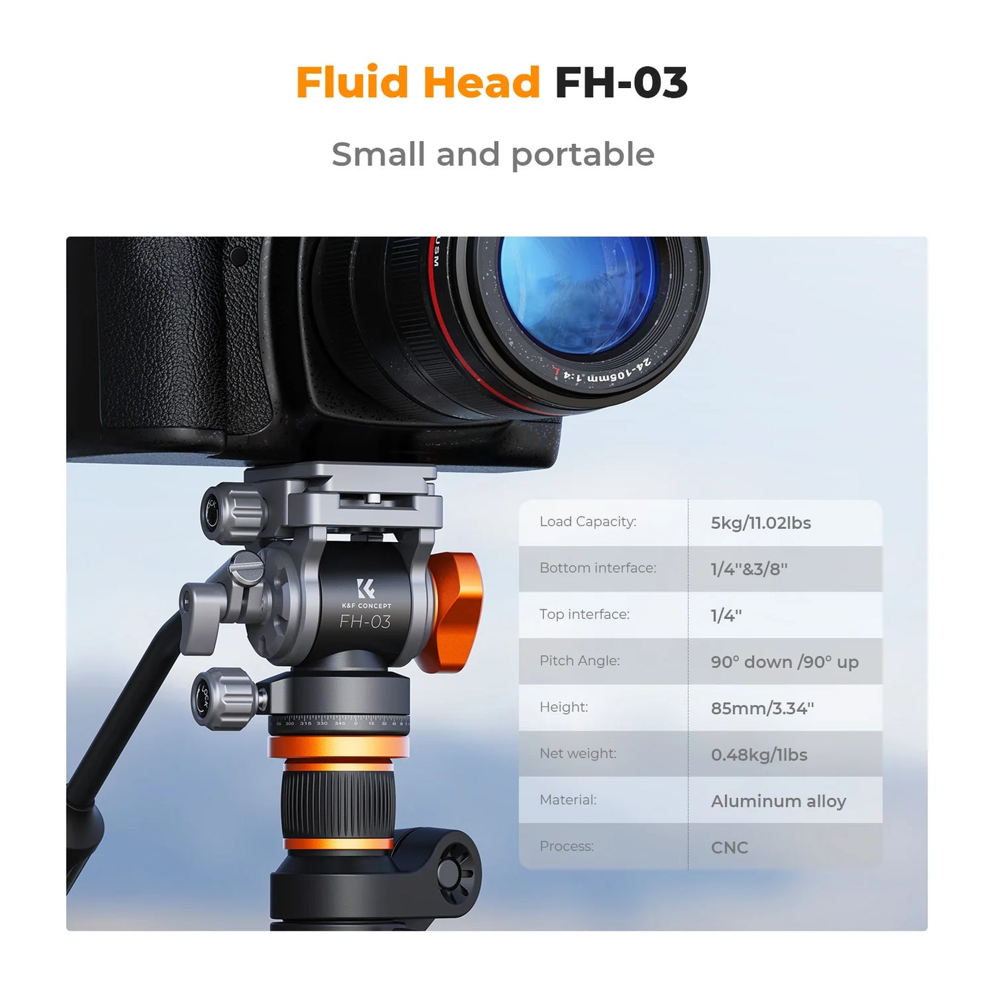 K&F Concept Video Fluid Head Tripod For DSLR Cameras