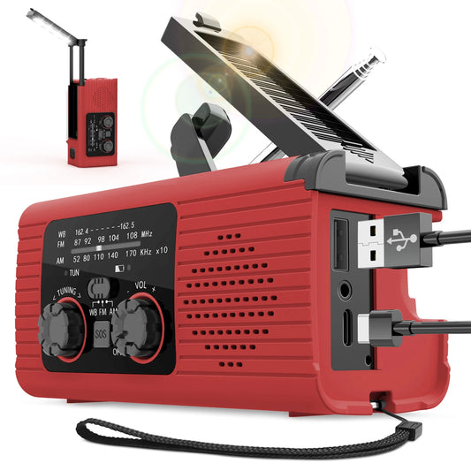 Solar Radio Flashlight For Camping With 3 Way Charging