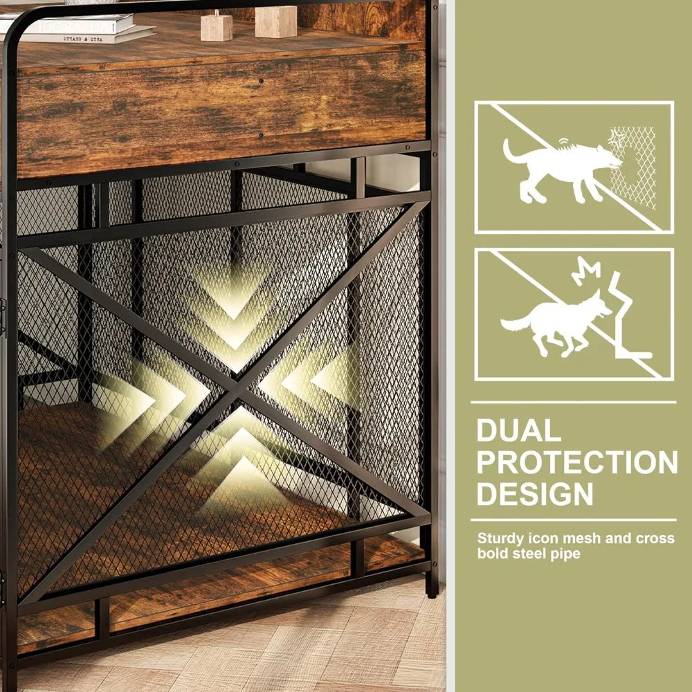 High-Concerned Dog Crate Furniture End Table Kennel With Drawers