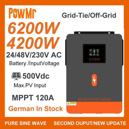 PowMr On-Grid Solar Inverter Pure Sine Wave MPPT 120A