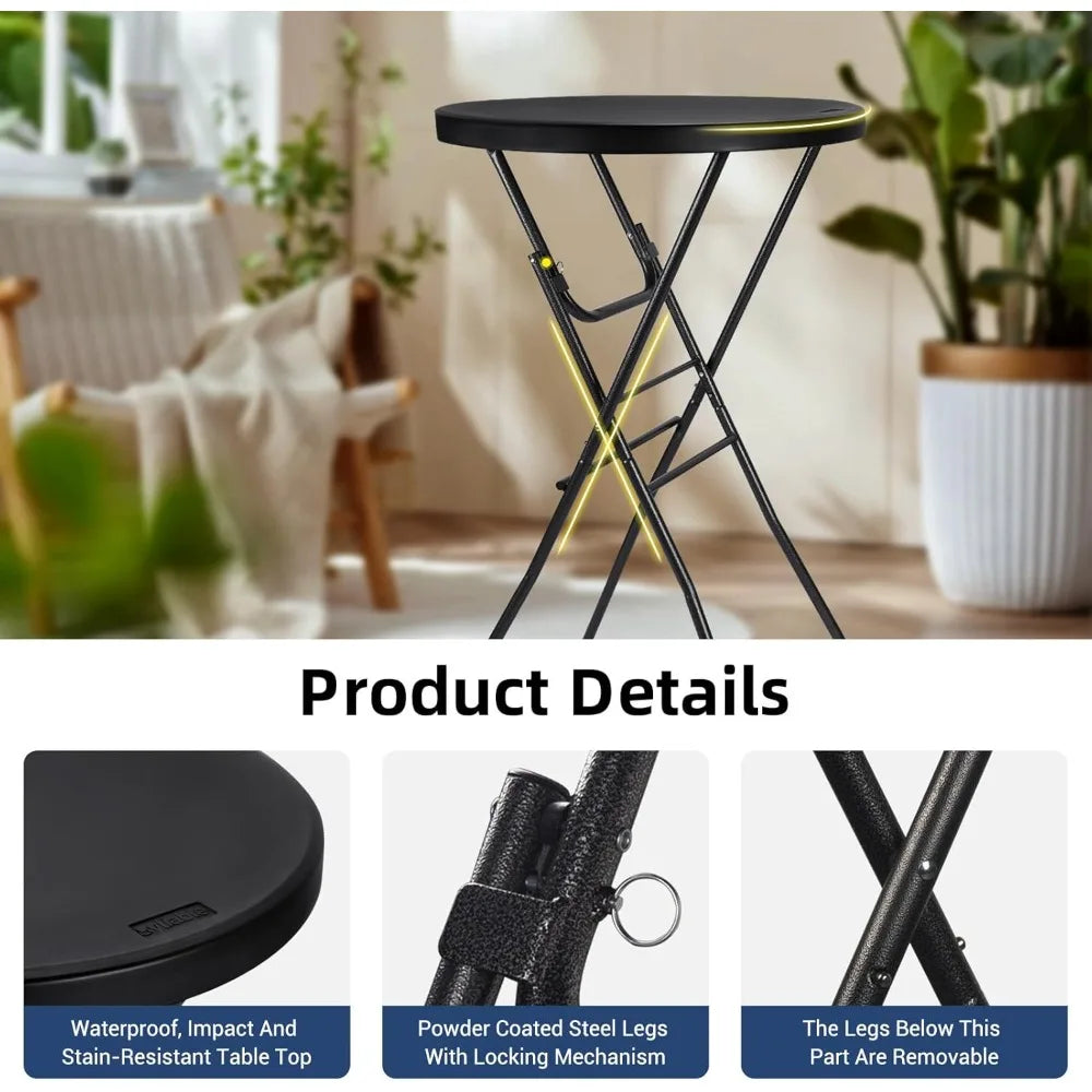 Round Folding Bistro Table for Outdoor and Indoor Dining