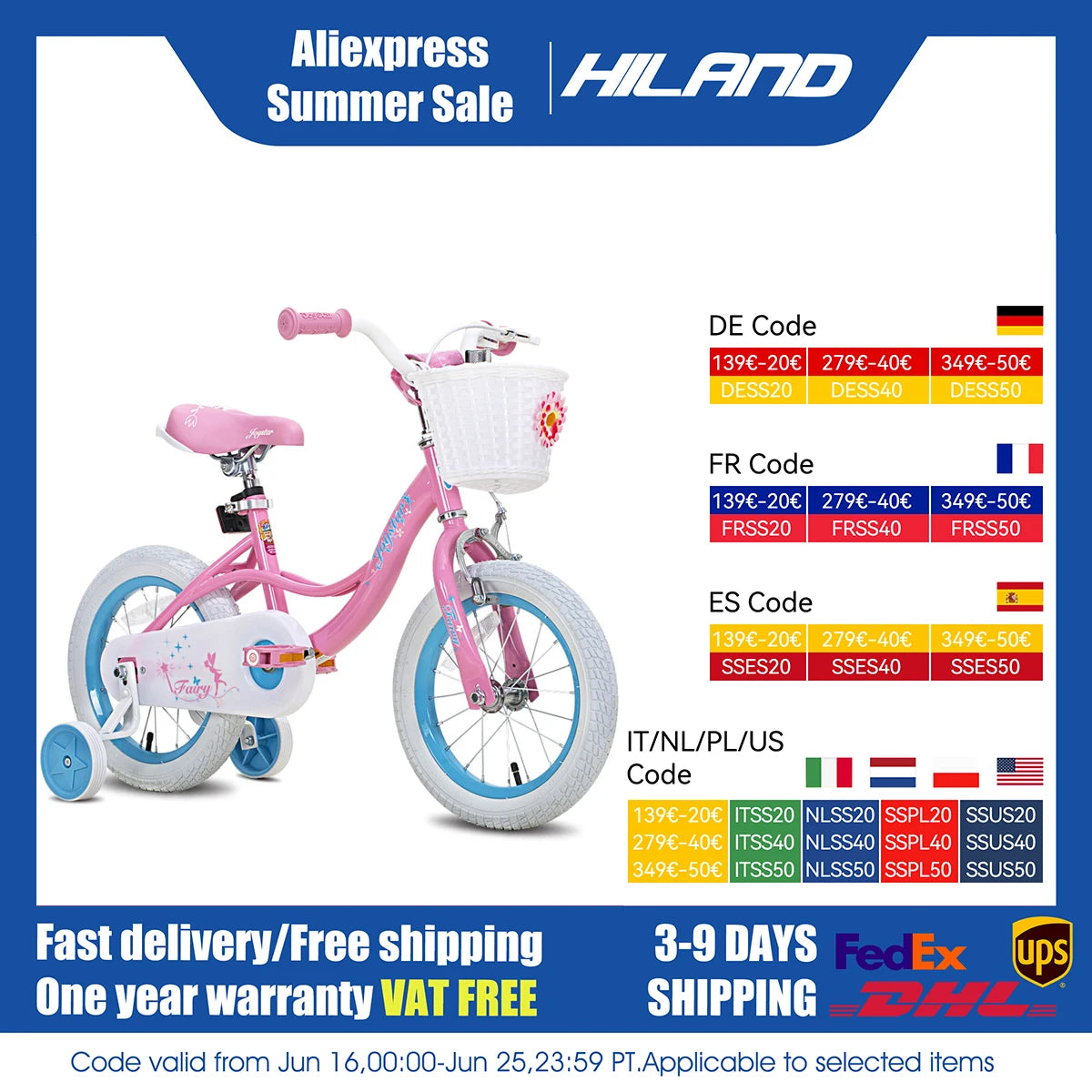 Joystar Fairy Girls Bike With Training Wheels And Basket