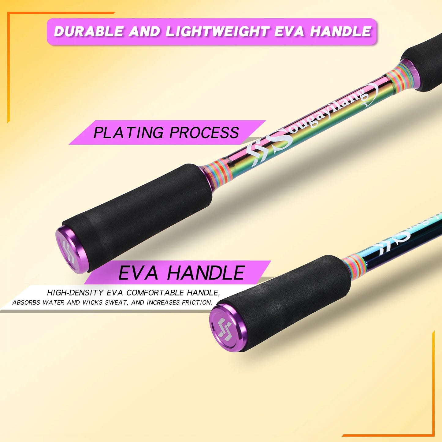 Sougayilang Baitcasting Fishing Rod M 1.8m 2.1m Carbon Fiber Rod Max Drag 8kg 2mm Top coil Bass Trout Freshwater Fishing Pesca