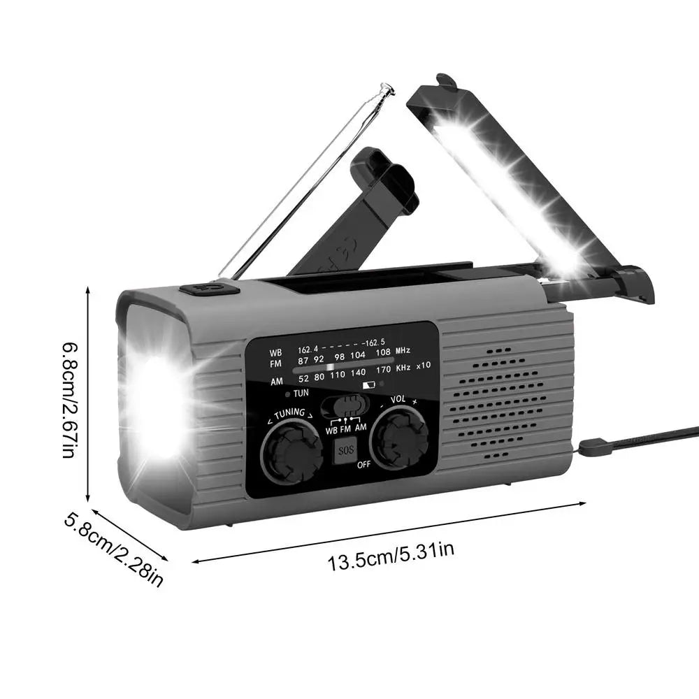Solar Radio Flashlight For Camping With 3 Way Charging