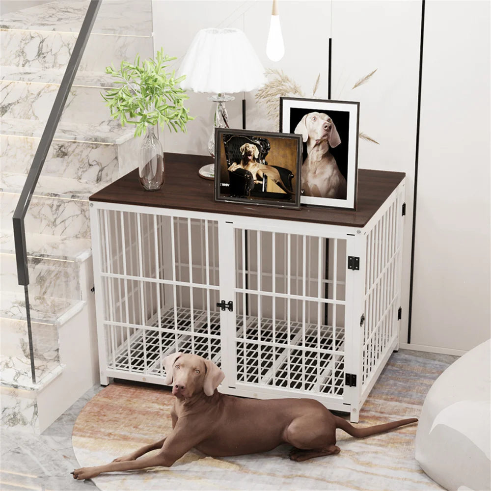 BORWARTH Elevated Wooden Dog Crate End Table Kennel