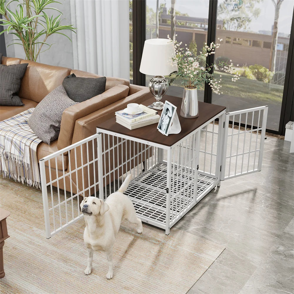 BORWARTH Elevated Wooden Dog Crate End Table Kennel
