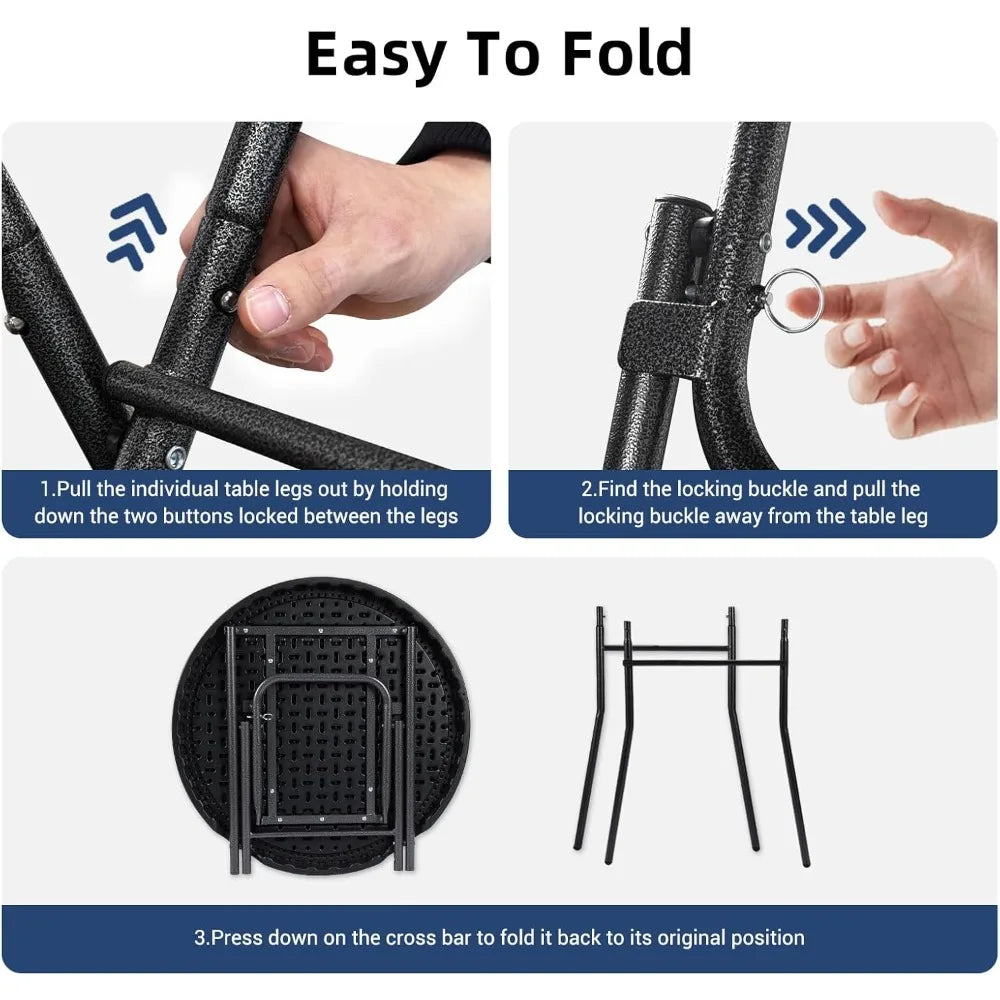 Round Folding Bistro Table for Outdoor and Indoor Dining