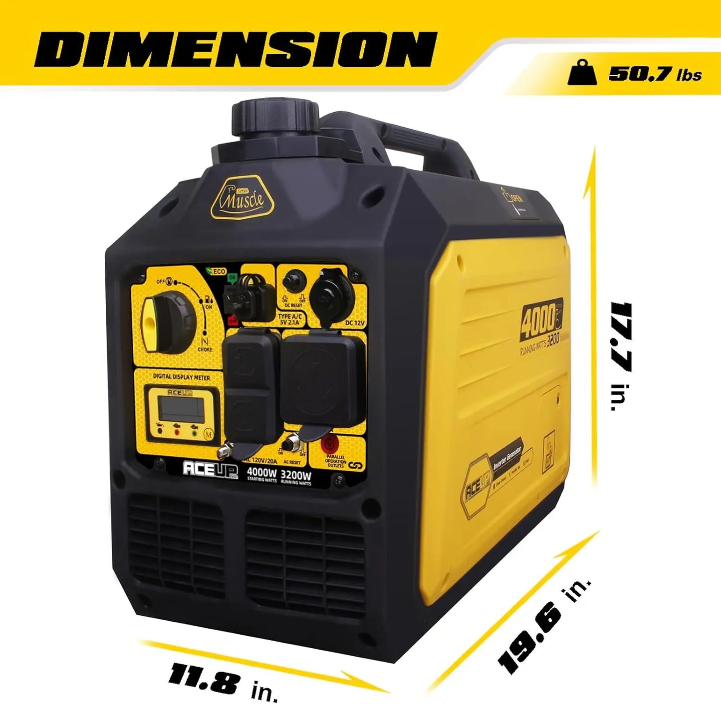 Aceup Energy 4000 Watt Portable Gas Powered Inverter Generator