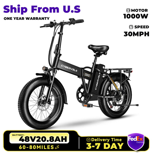 CYBERVELO EK4 Folding Electric Bike 1000W 48V 20Ah Battery