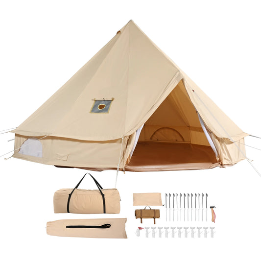 SucceBuy Canvas Bell Tent For Camping With Stove Jack