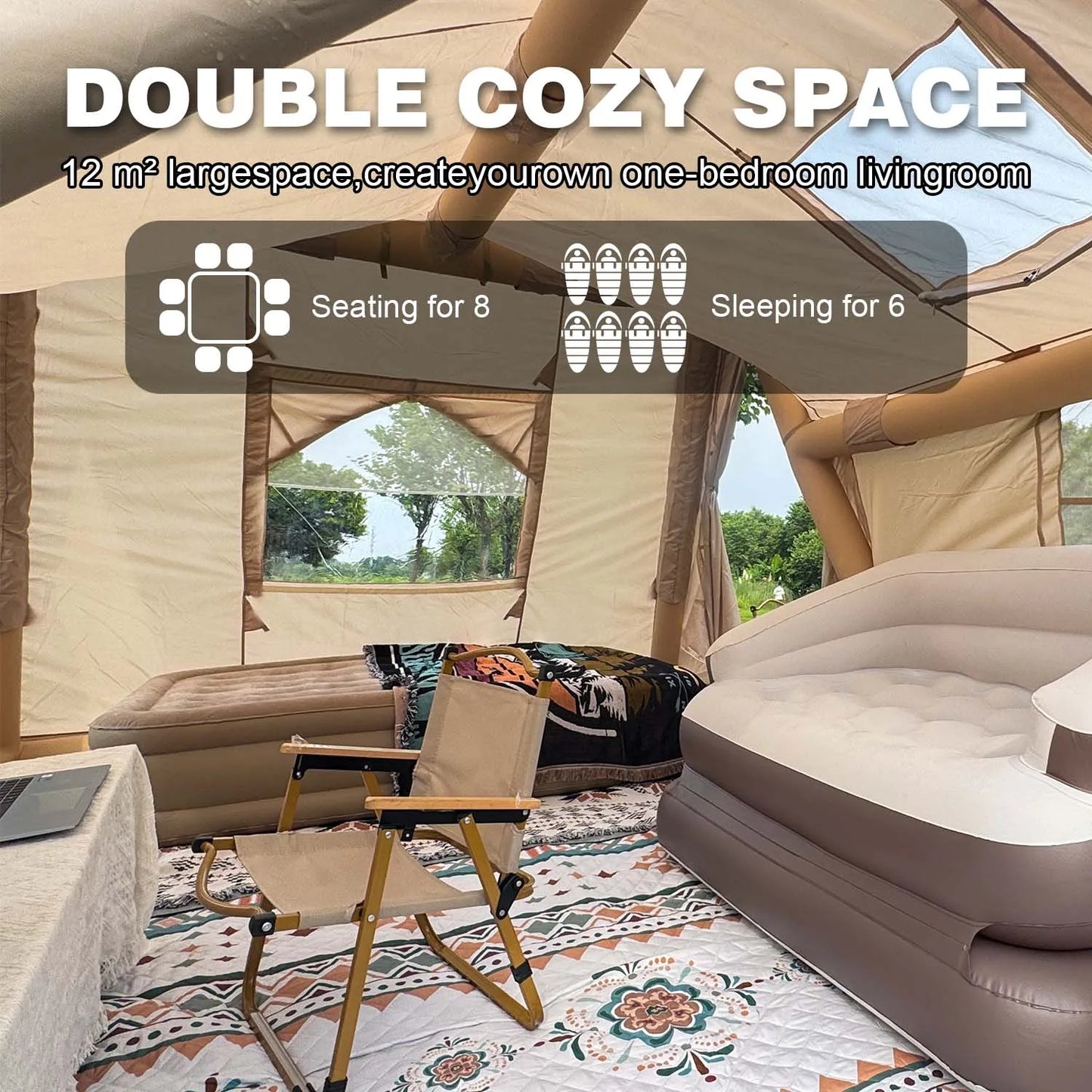 SENLEETO Inflatable Tent Cabin Quick Setup for Camping