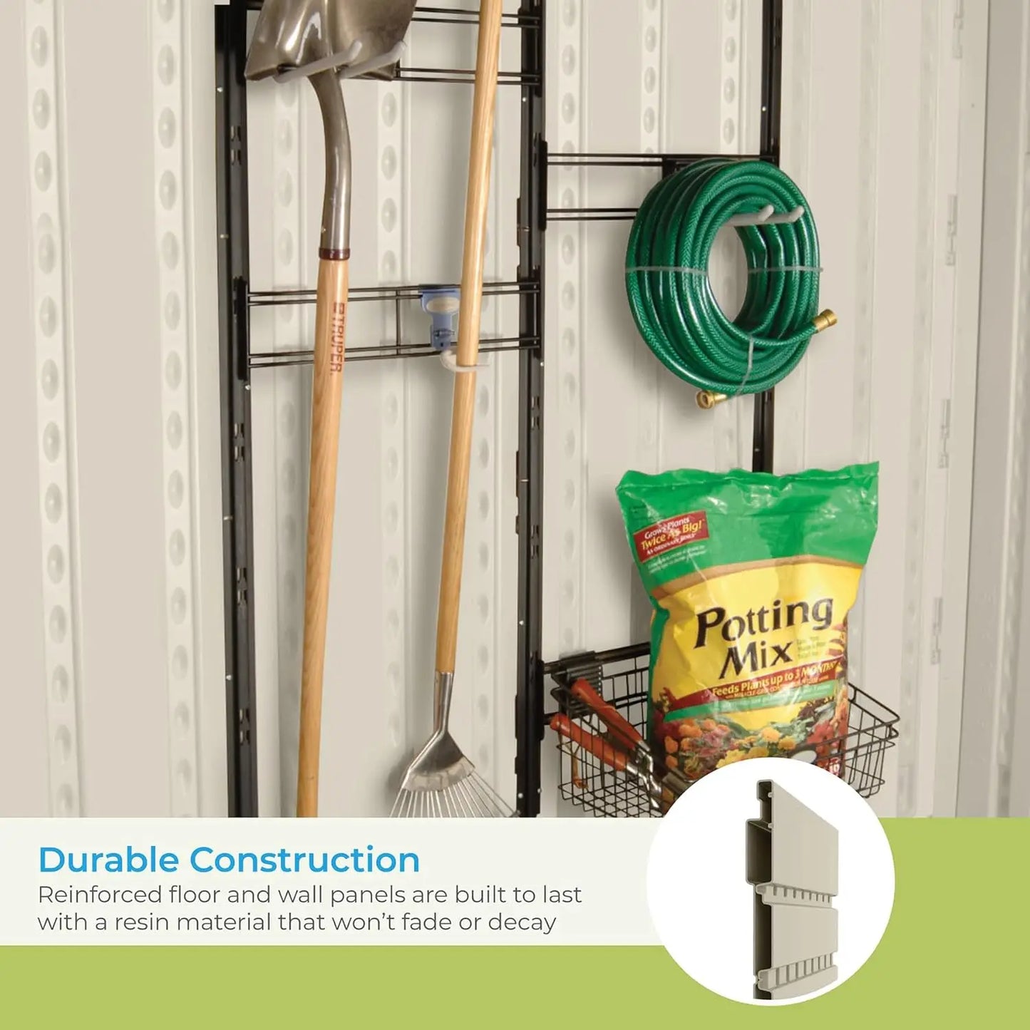 XMSJ Tremont Resin Shed With Skylights Double Doors Reinforced Floor